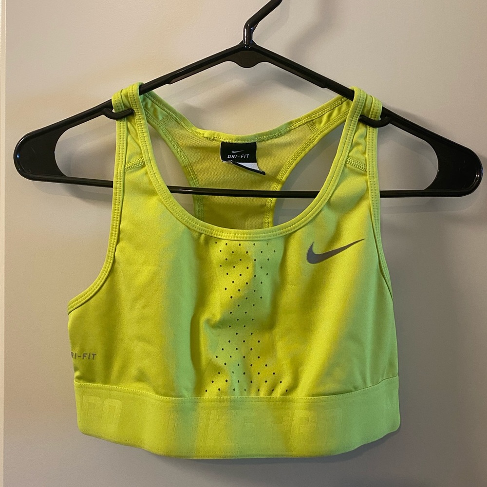 Classic Nike Sports Bra: Green Nike Pro Dri Fit Sports Bra